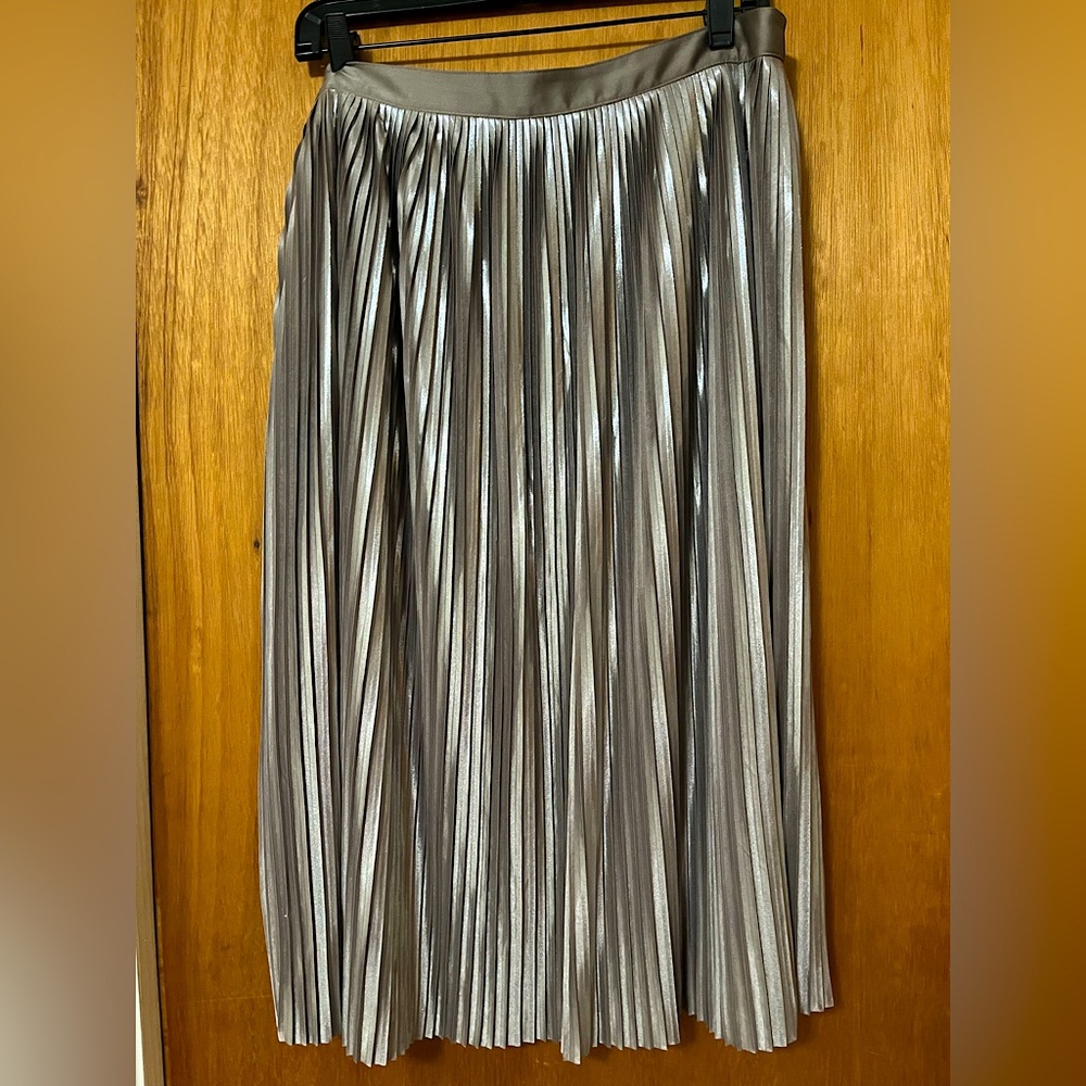 Silver flare pleated skirt